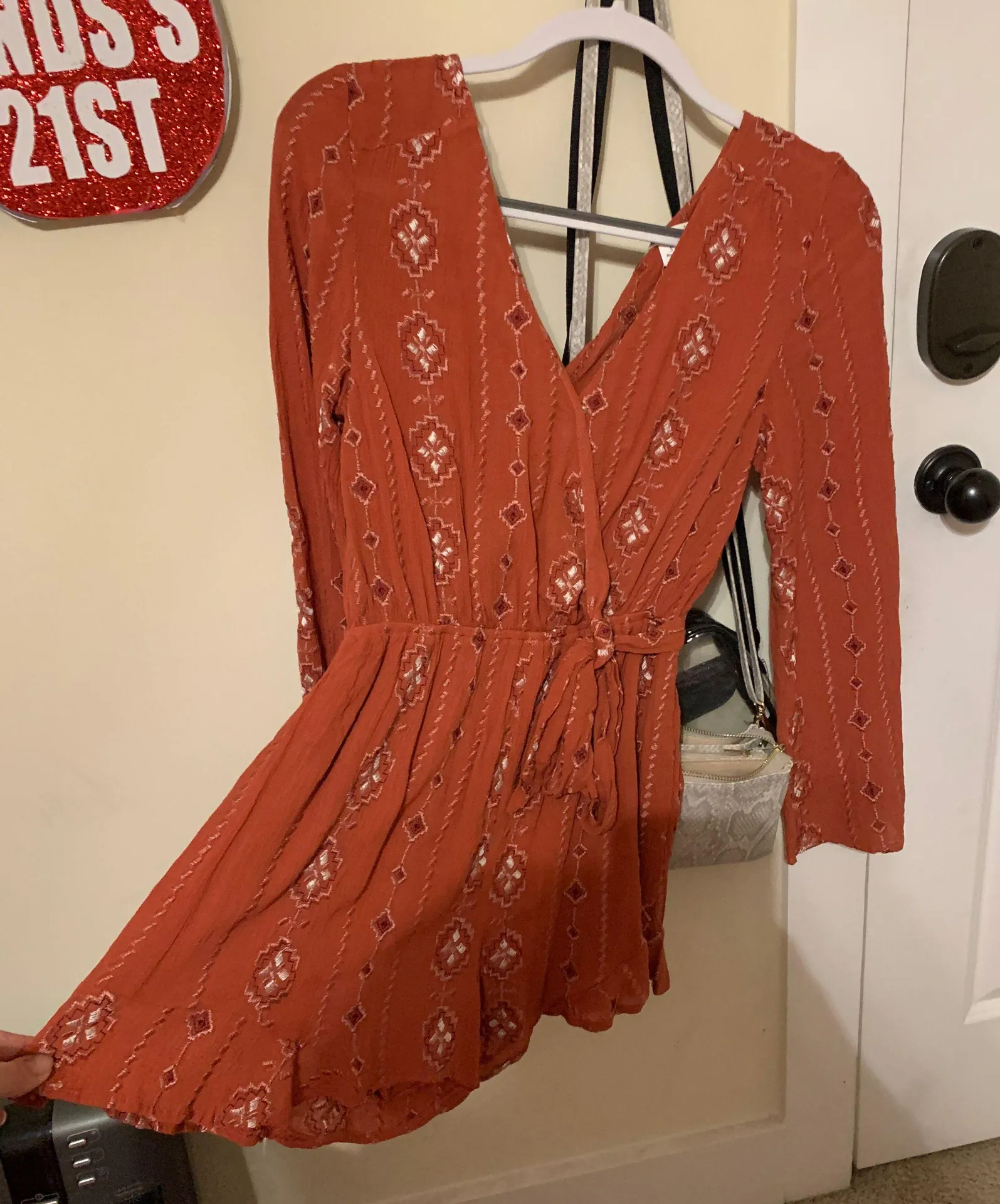 Francesca’s Miami Cinnamon Bell Sleeve Romper - Image 2