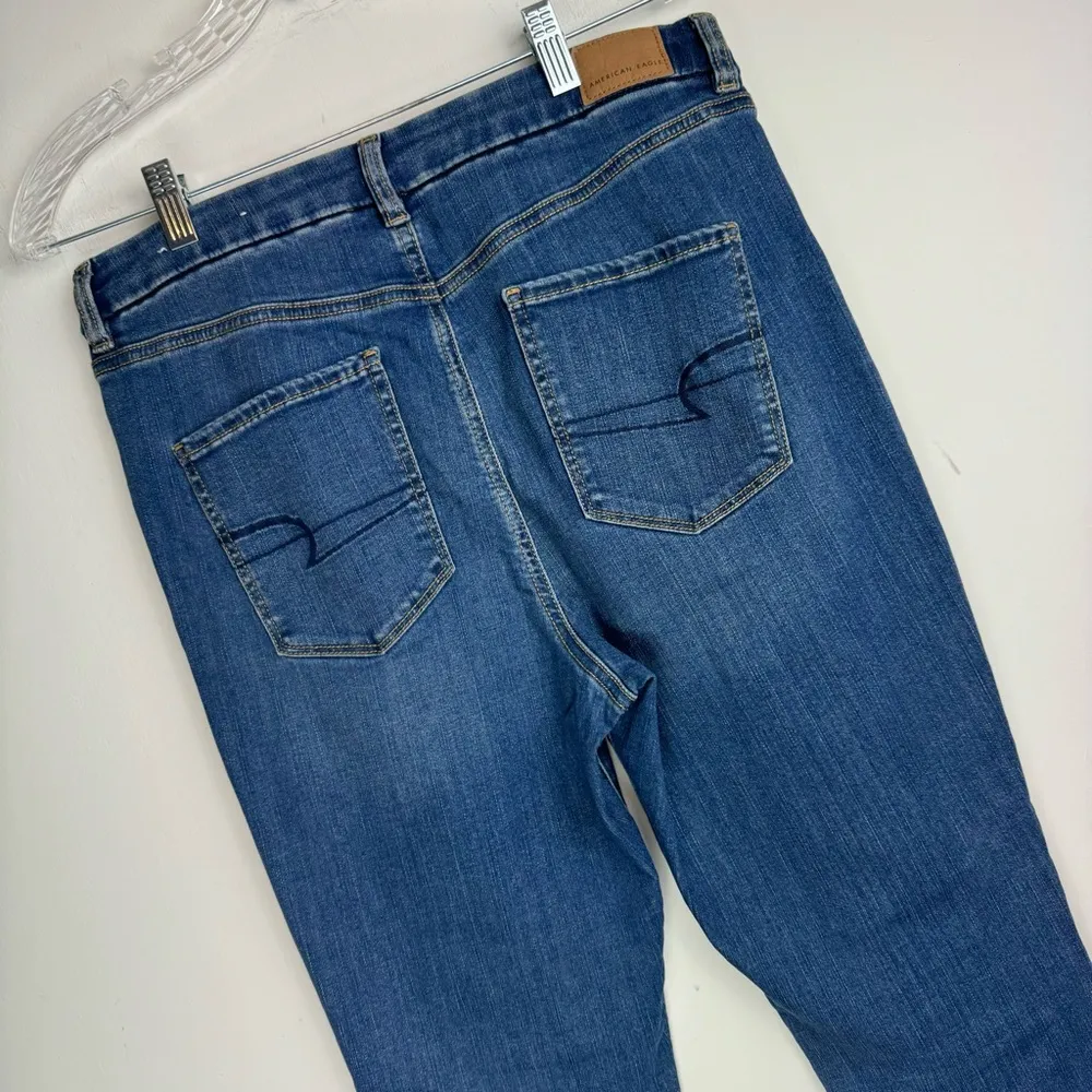 American Eagle Curvy High Rise Jeggings Sz 12 SHORT Medium Wash Stretch Denim - Image 11