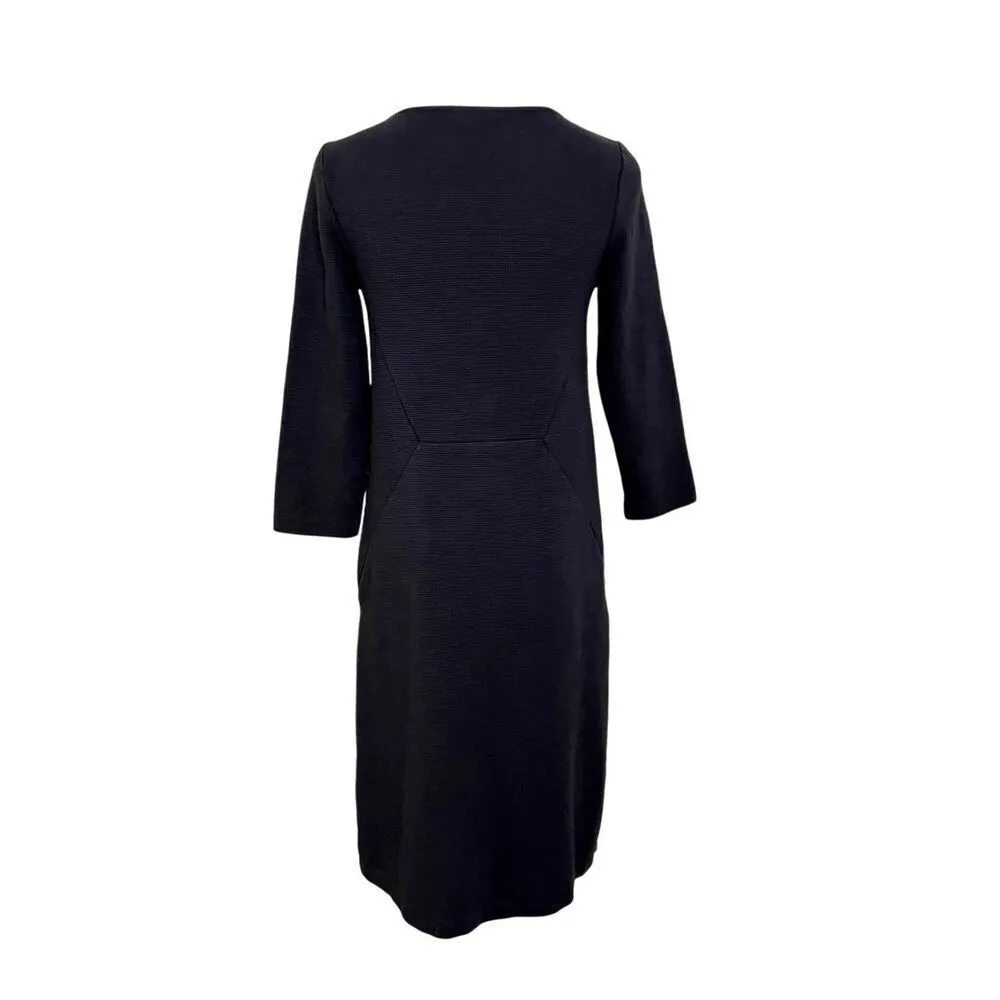 Boden Black Ribbed Seam Detail Pocket Tunic Dress sz 4 Long‎ Retails $98 - Image 4