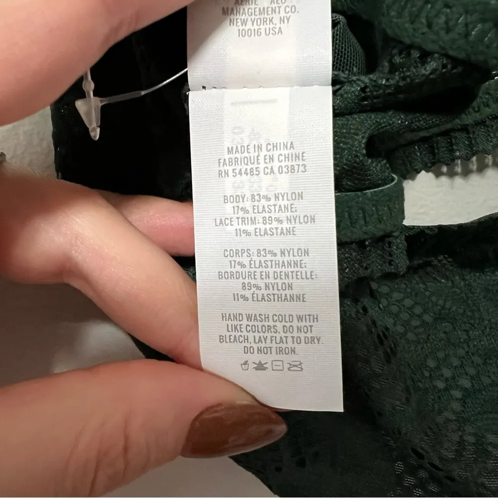 Aerie Coral Lace Bandeau Bralette Forest Green Size M New - Image 7