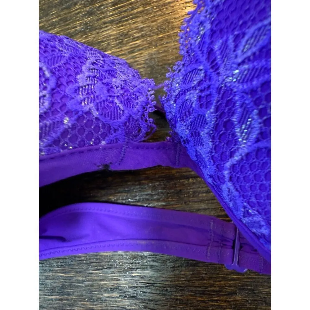 Vintage PINK 2012 purple Lace padded swim top size medium - Image 2