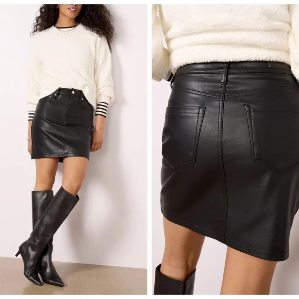 NWT BlankNYC Ellie Black Faux Leather Mini Skirt Size 27 - Image 9
