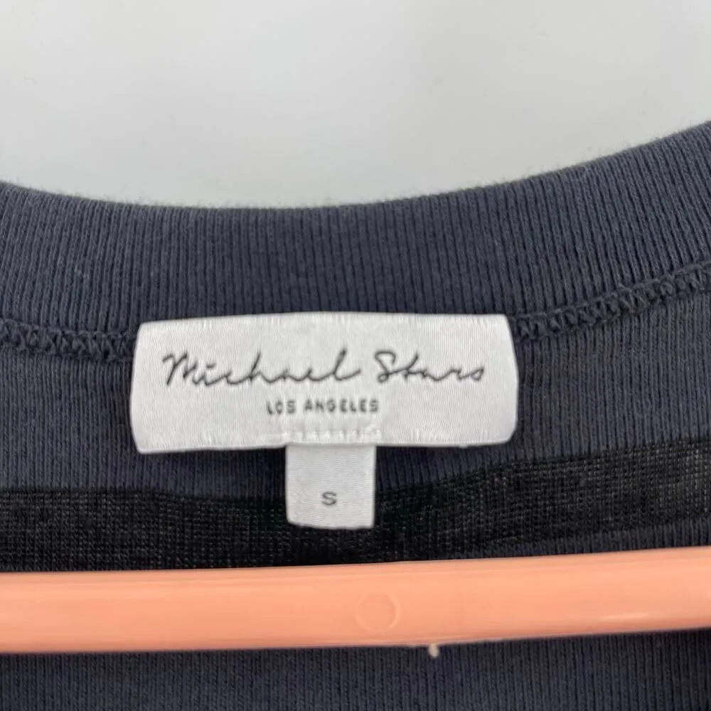 MICHAEL STARS Eliza Dress SZ Small Sleeveless Stripe Black Gray Cotton Bodycon - Image 5