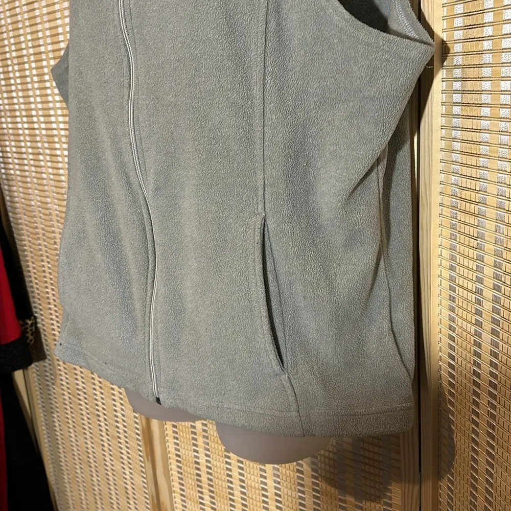Land's End Gray Polartec Fleece Zip Front Vest Vintage 1990s Y2K XL/18 - Image 5
