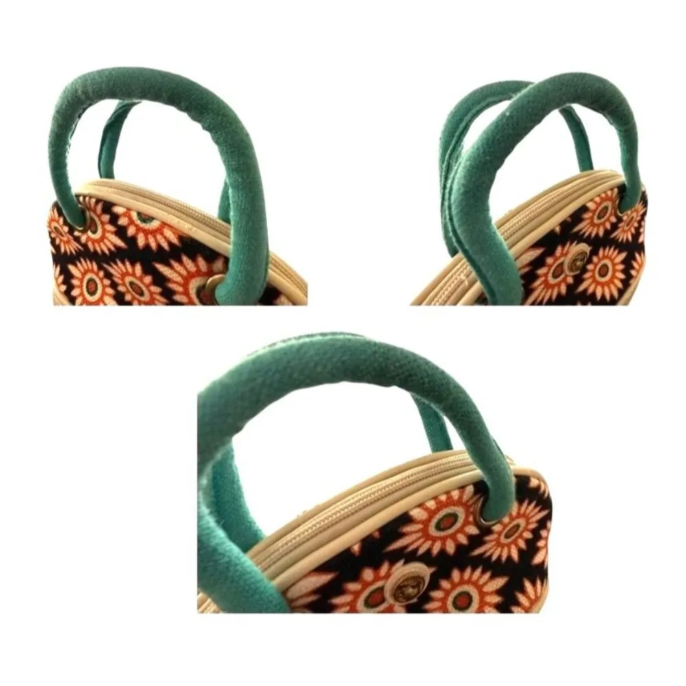 Spartina 449 Cosmetic Makeup Bag Small Tote Floral Zipper Compartments R… - Image 11