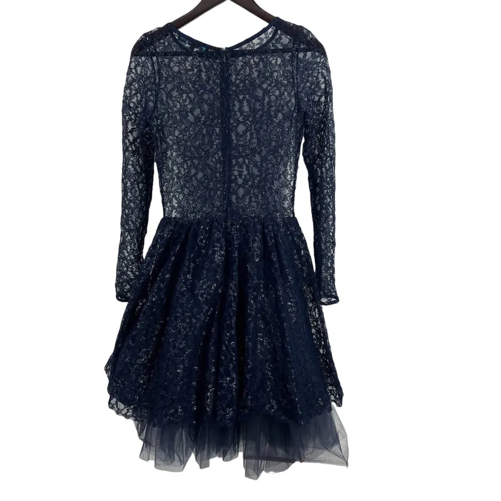 Eva Franco Blue Lace and Tulle Fit and Flare Dress Size 6 New - Image 4