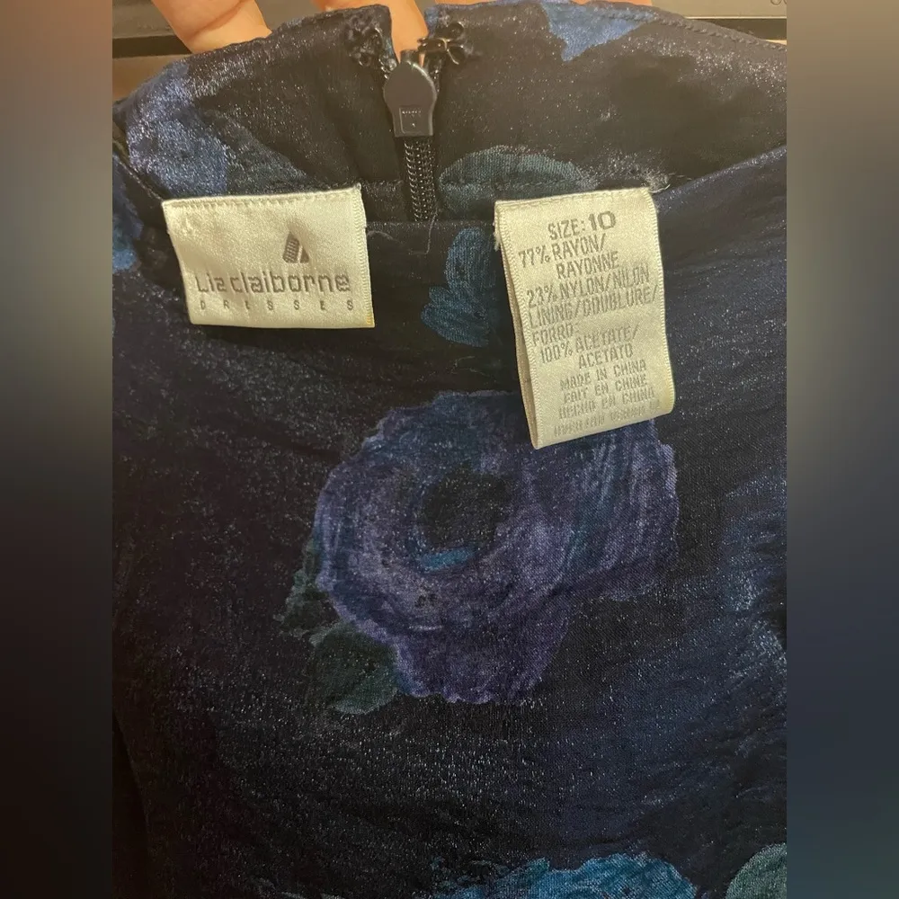 Liz Claiborne Navy and Teal Floral Dress set (1301) - Image 8