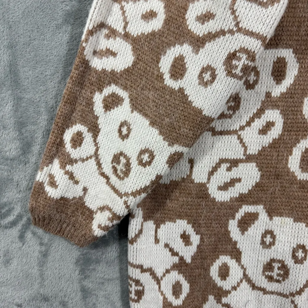 Vintage Needles & Yarn Teddy Bear Fluffy Knit Sweater Brown Size L - Image 5
