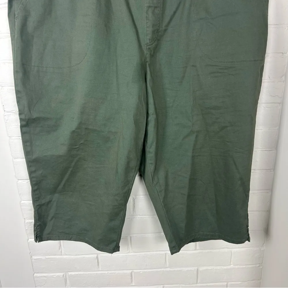 QVC Denim & Company Green Easy Wear Twill Relaxed Pull On Skimmer Cropped Pants - Image 7