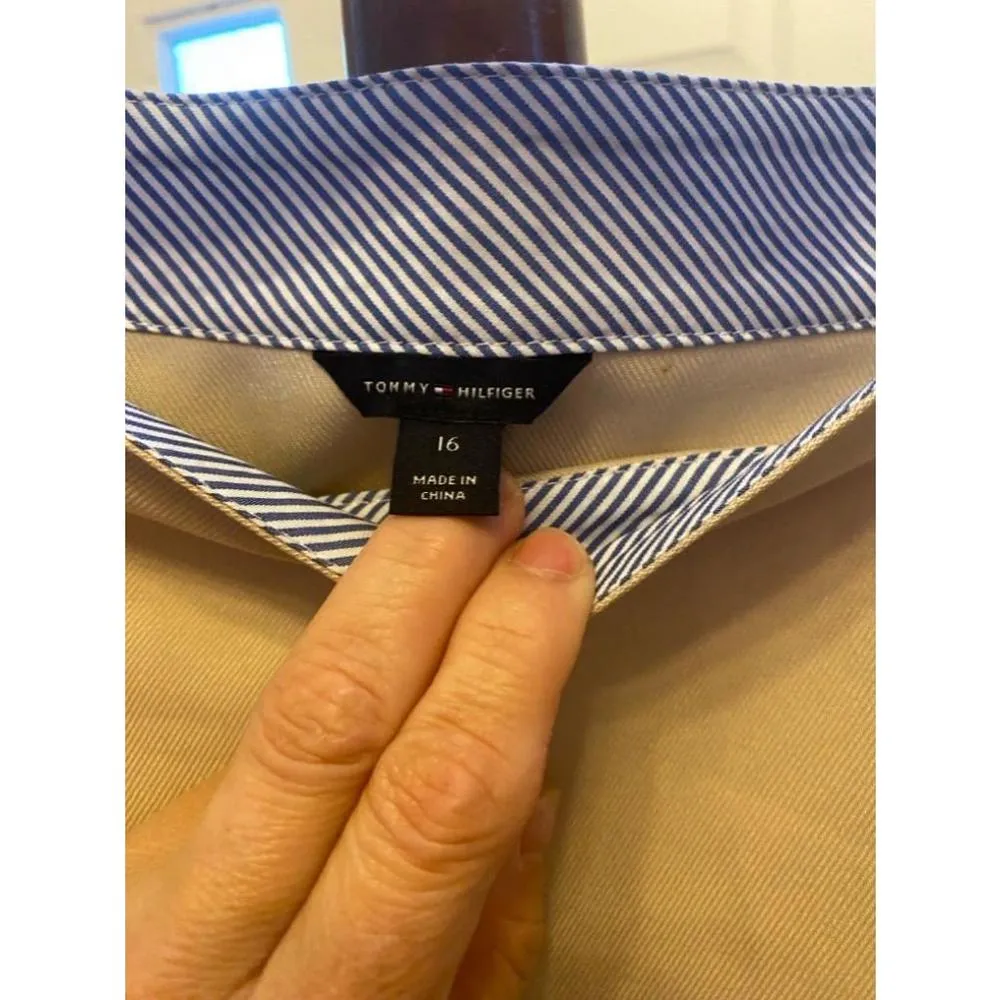 Women's Tommy Hilfiger Khaki A-Line Skirt Size 16 - Image 2