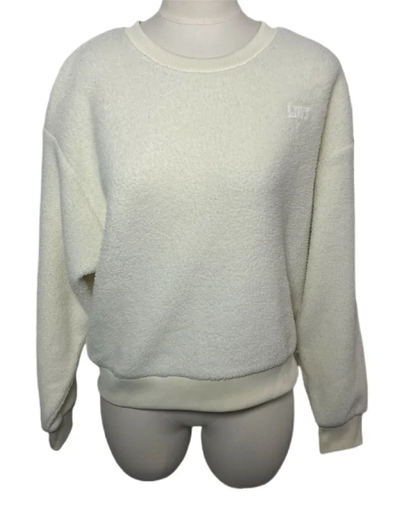 Levi’s Sherpa Fleece Crewneck Sweatshirt Ivory Women’s Size M Size M - Image 1