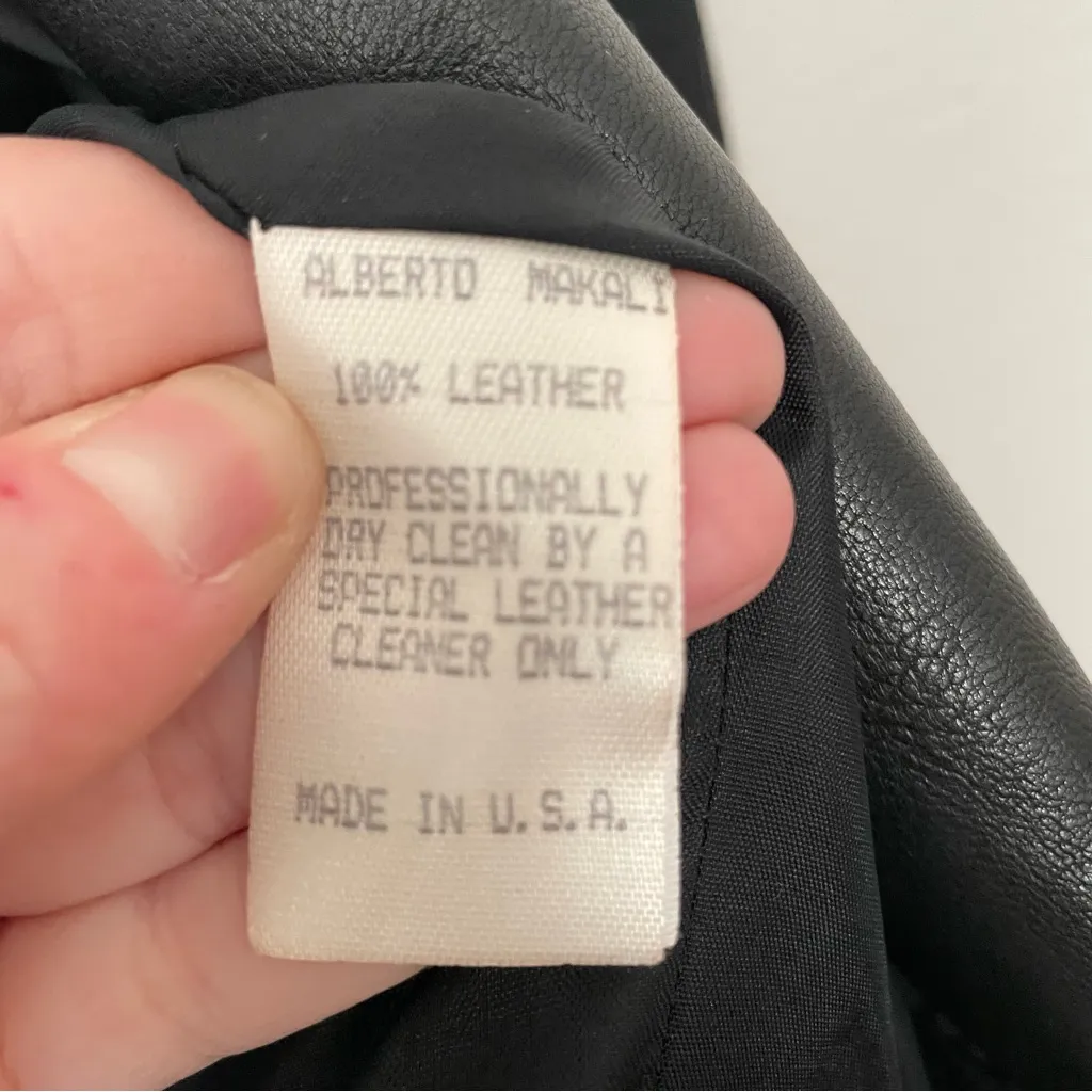 Alberto Makali Wool Cropped Open Front Black Blazer Jacket Leather Trim Size 6 - Image 9