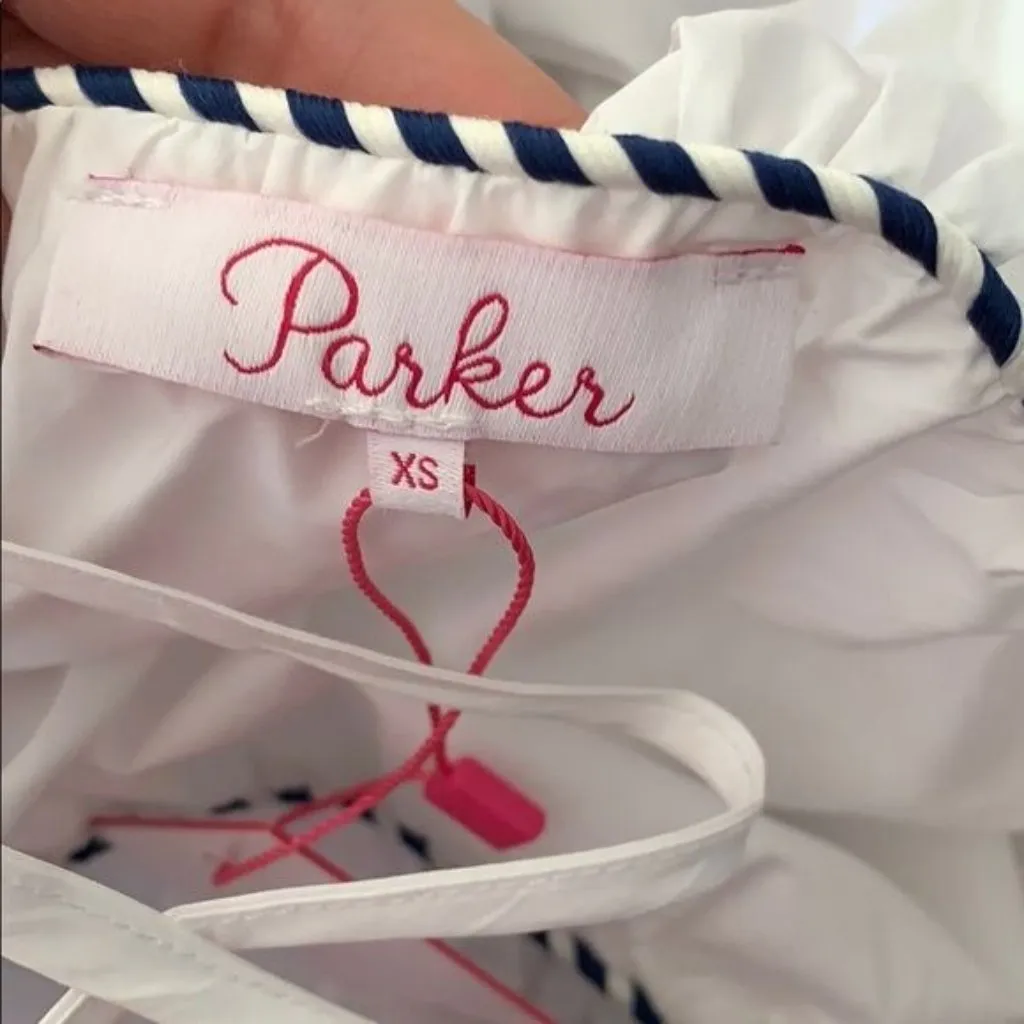 Parker Kammi Ruffle One Shoulder Blouse Size XS White Ruffle Long Sleeve New - Image 5