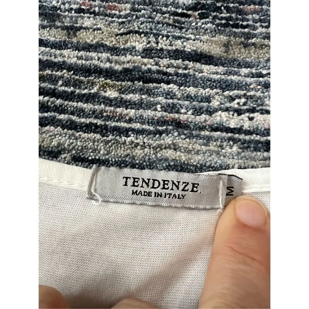 Tendenze white silk blend embroidered top with elastic hem Italy size M Size M - Image 5