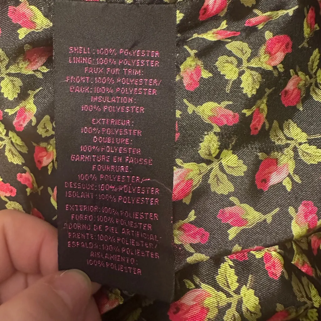 Betsey Johnson Parka Faux Fur Trim And Interior of Hood Rosebud Interior Large - Image 6