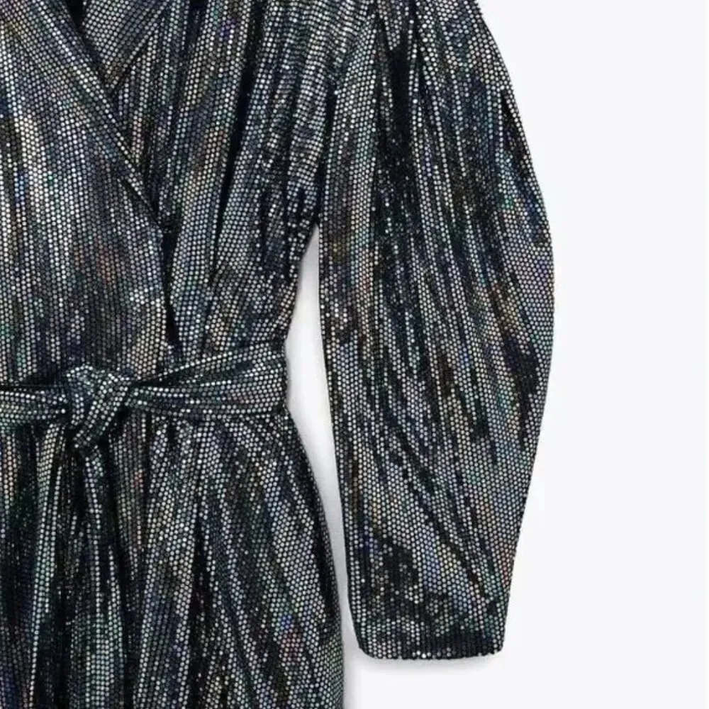 ZARA nwt BELTED SPARKLY JUMPSUIT - xs - Image 8