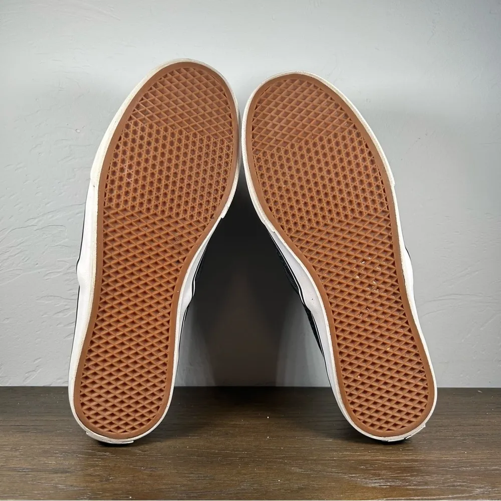 Vans Women's Black Perforated Leather Slip Ons size 7 - Image 5