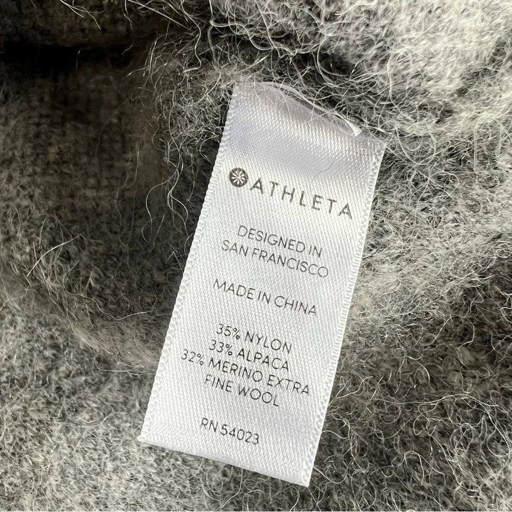 Athleta Undercover Sweater Gray Camo M Medium Alpaca Merino Wool Cozy Crewneck - Image 5