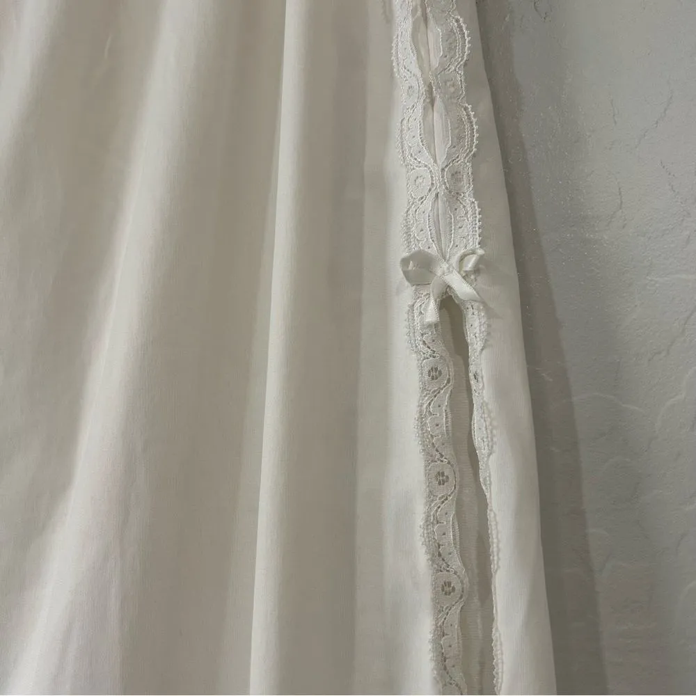 Vintage 70s/80s Vanity Fair Half Slip Medium Beige Lace Trim Side Slit 36” - Image 3