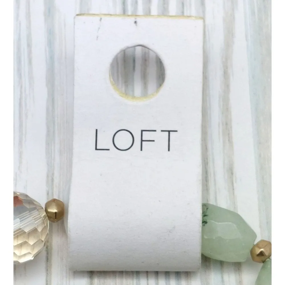 NWT LOFT Light Green & White Glass Stretch Bracelet Beaded Disco Bead One Size - Image 9