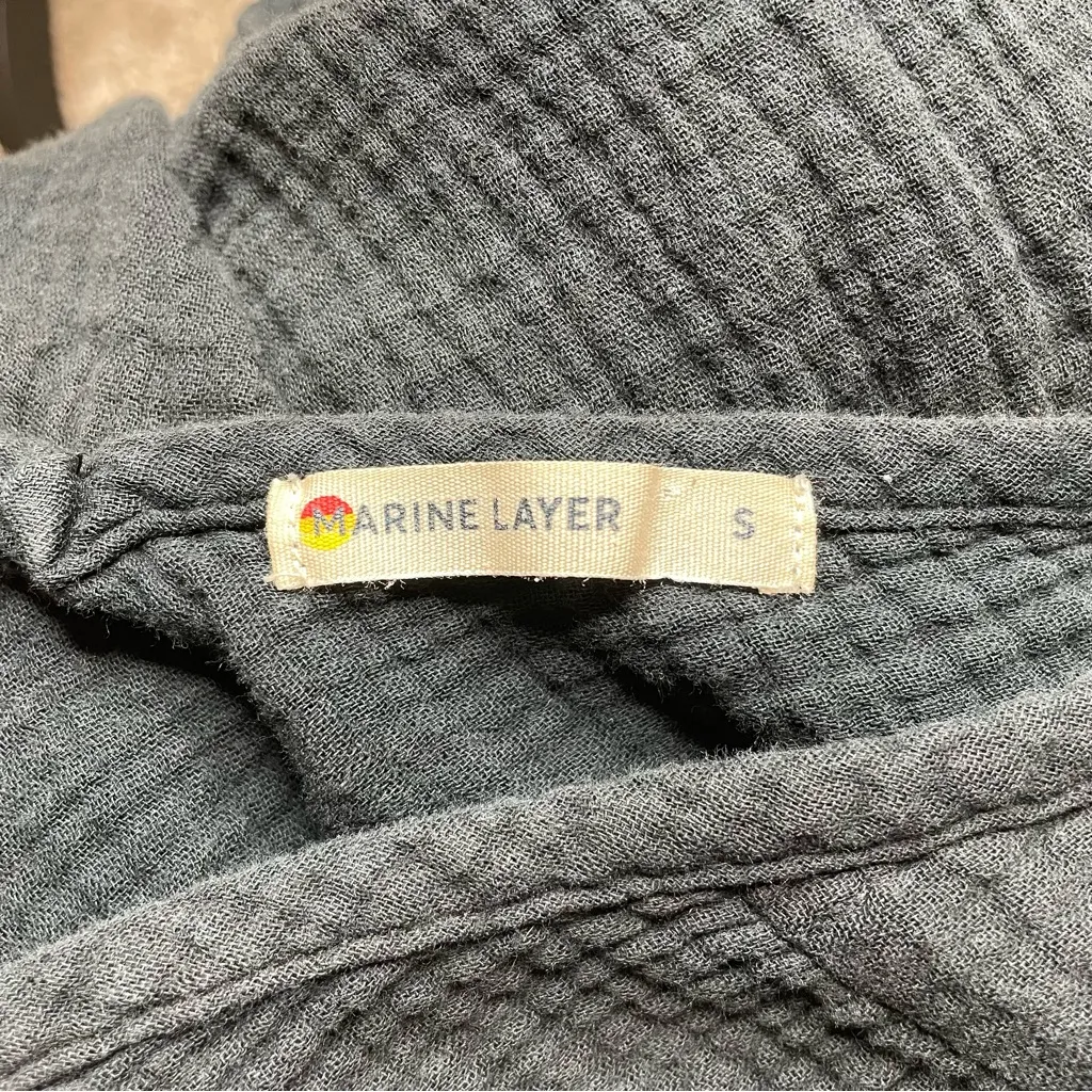 Marine Layer Corinne Double Cloth Maxi Dress Black Small Gauzy Cotton Sleeveless - Image 5