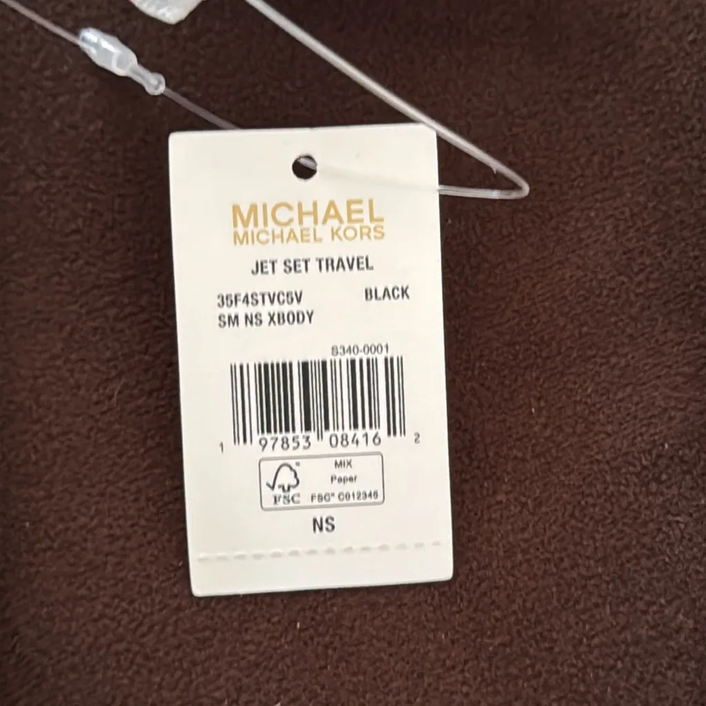 Michael Kors Jet Set Travel Crossbody Black & Silver Bag - Image 4