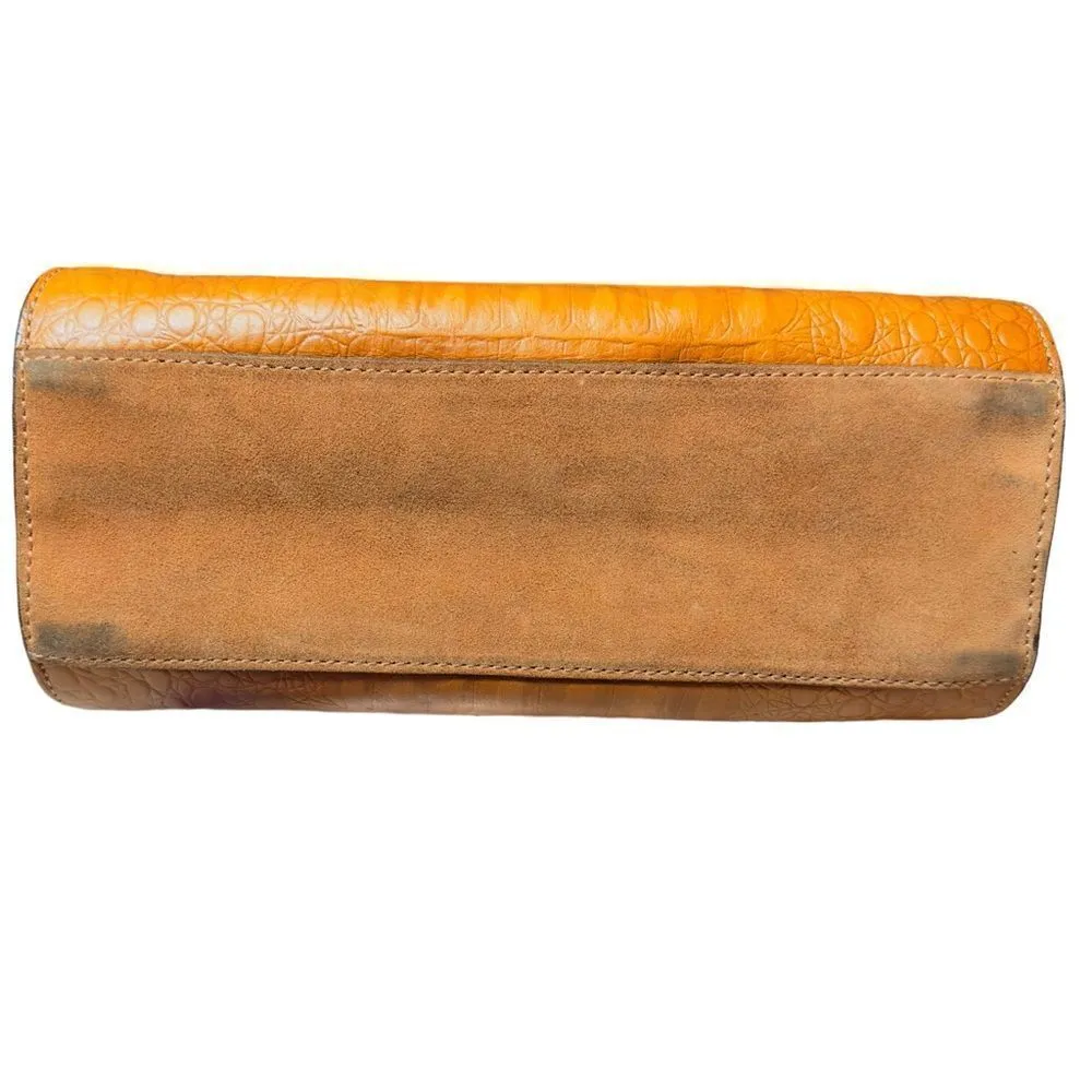 Kate Landry Crocodile Embossed Leather Satchel - Image 6