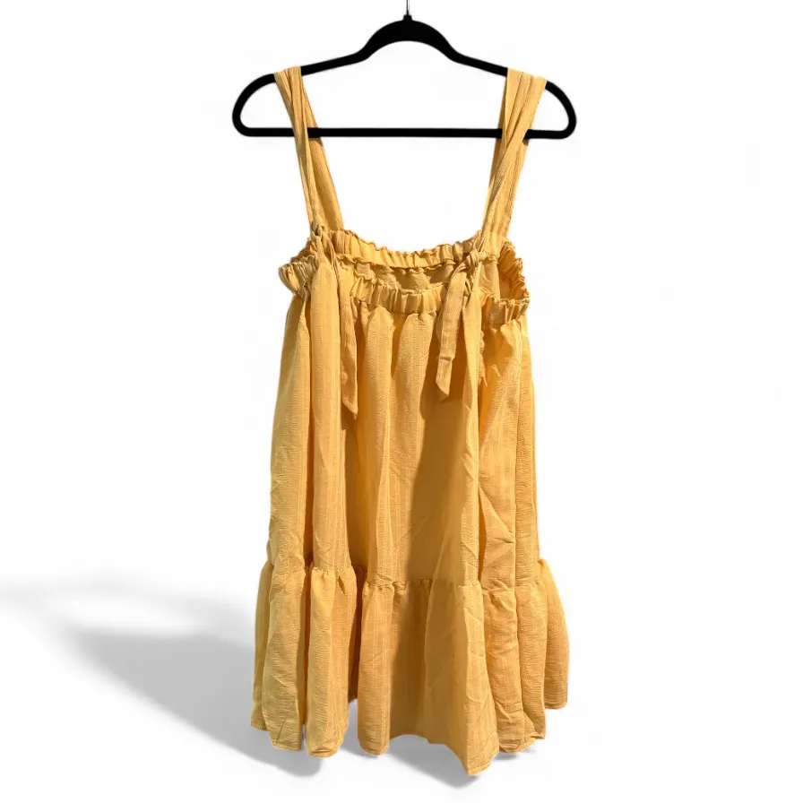 Yellow Tunic Tiered Mini‎ Dress Size M - Image 2