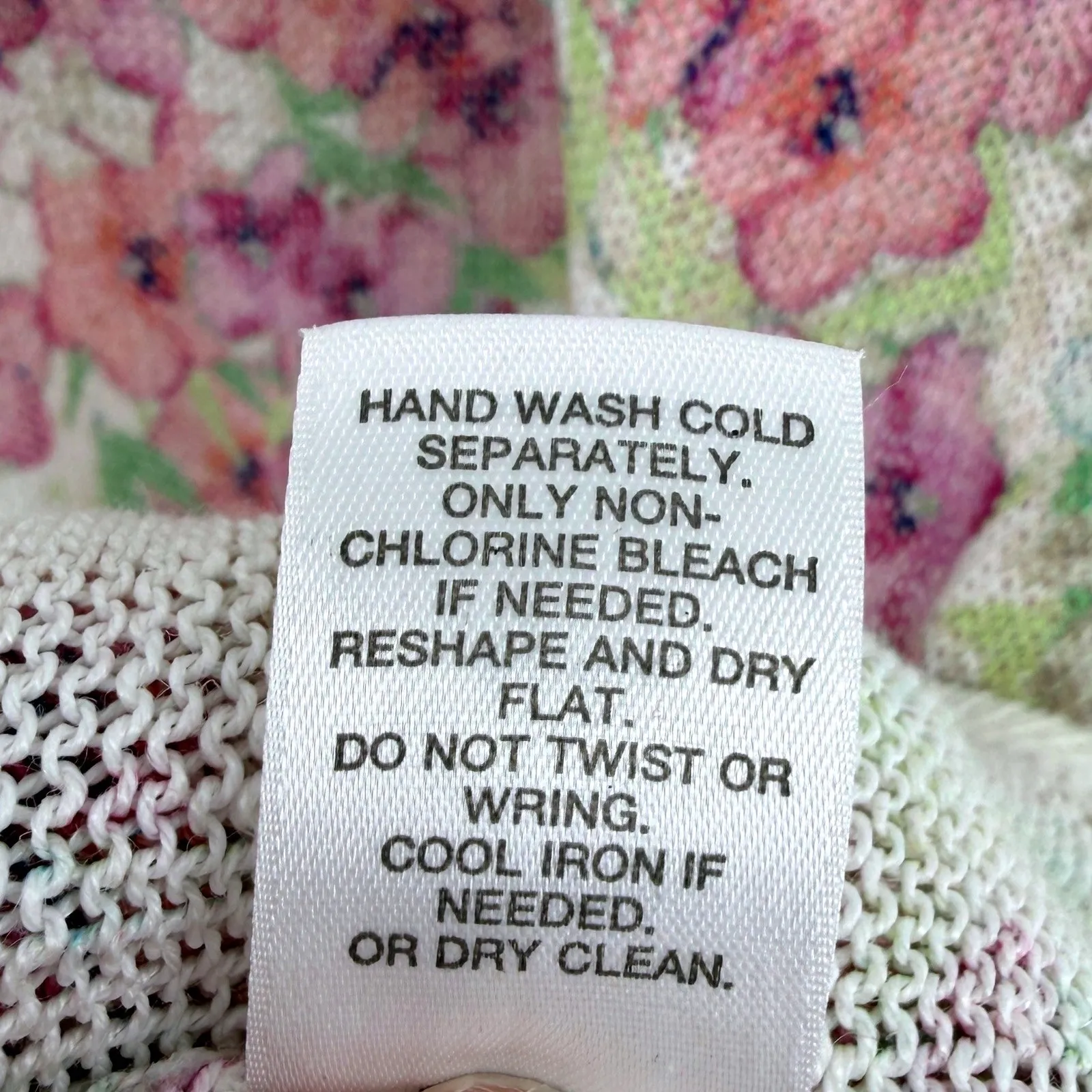 J Jill Linen Blend Floral Knit 3/4 Sleeve Sweater Top Women's 1X Cottage Coastal - Image 7