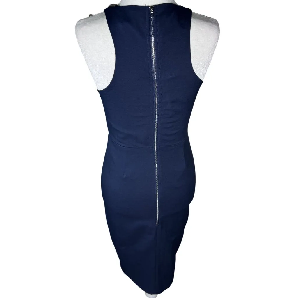 NWT Lavish Alice Womens Dress Size 8 Navy Sleeveless Bodycon Midi Dress Lace-Up - Image 6