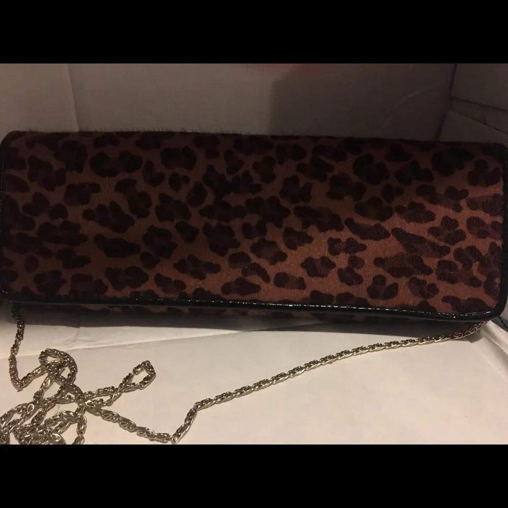 Party Clutch, Leopard Print, Brown & Black gold chain, clutch apt 9 - Image 3