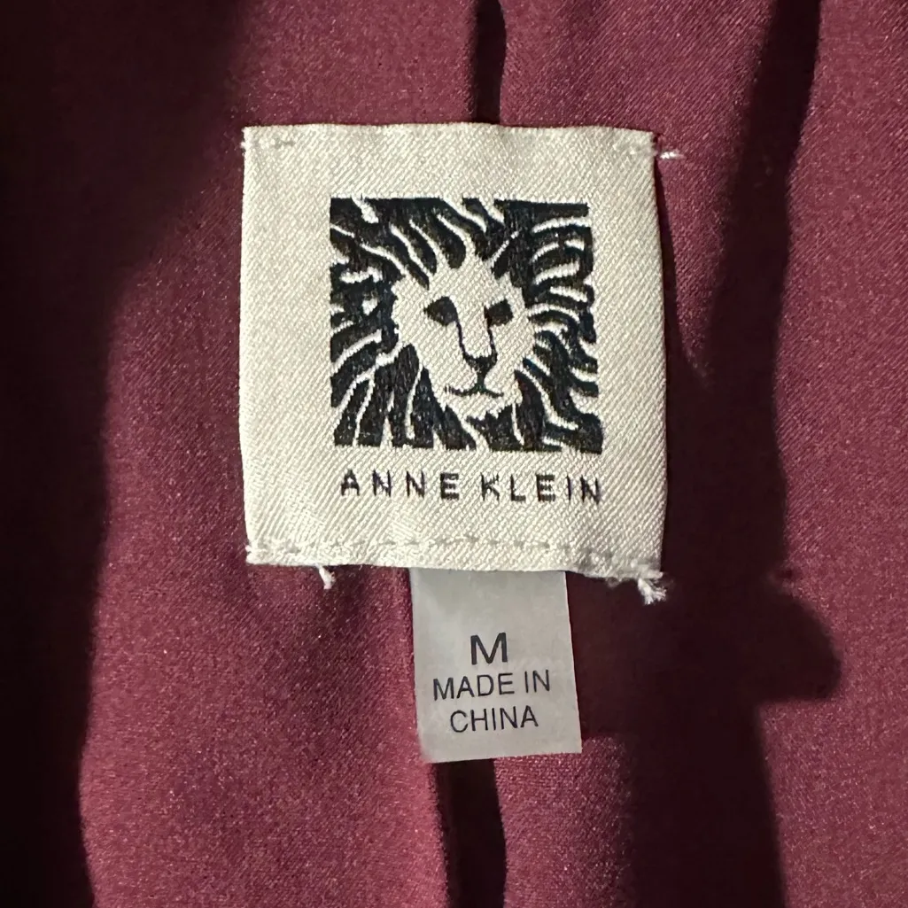 Anne Klein Quilted Floral Chianti Burgundy Trench Coat Jacket Nylon - Image 9