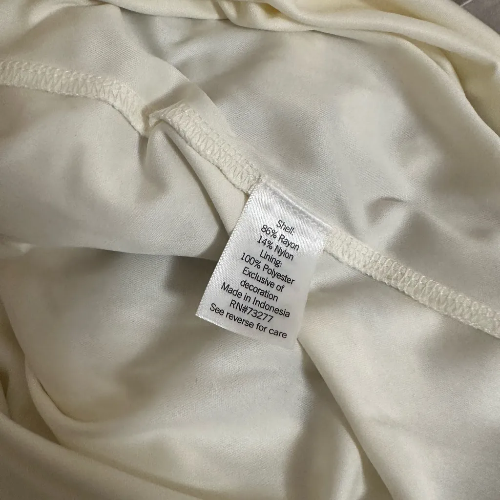 Nine West Abstract Print Puff Sleeve Mini Dress – Cream, Black & Rust, Size L - Image 7