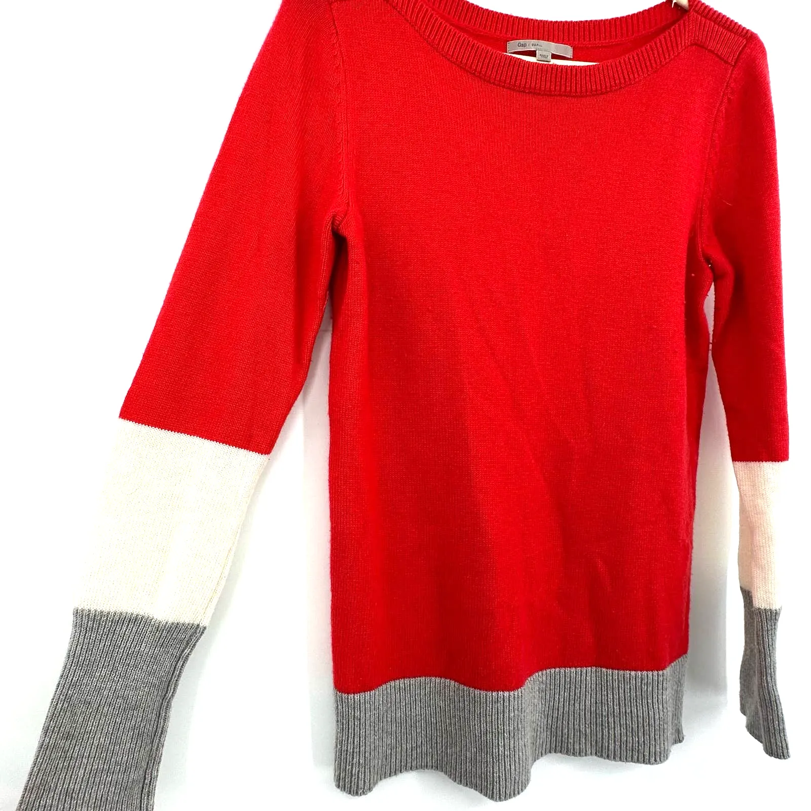 Gap size Small pullover crew neck sweater red white‎ gray wool blend - Image 3
