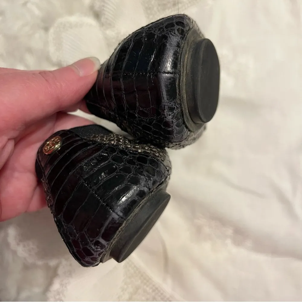 Tory Burch Lisa Ballet Scrunch Flats Shoes Cap Toe Reptile Skin Women’s Size 7 - Image 10