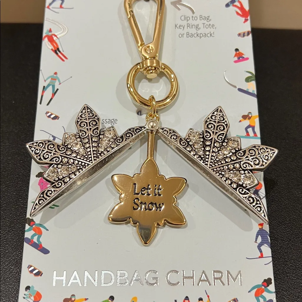 True To Form | Dual Tone Christmas Snowflake “Let It Snow” Bag Charm ❄️ Gold - Image 1