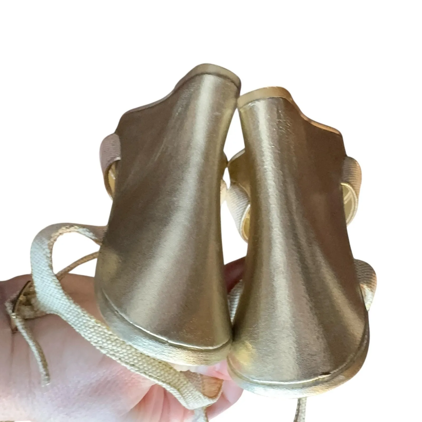 Lilly Pulitzer Shoes Womens Size 9.5 Gold Wedge Strappy Sandals Ankle Strap - Image 7