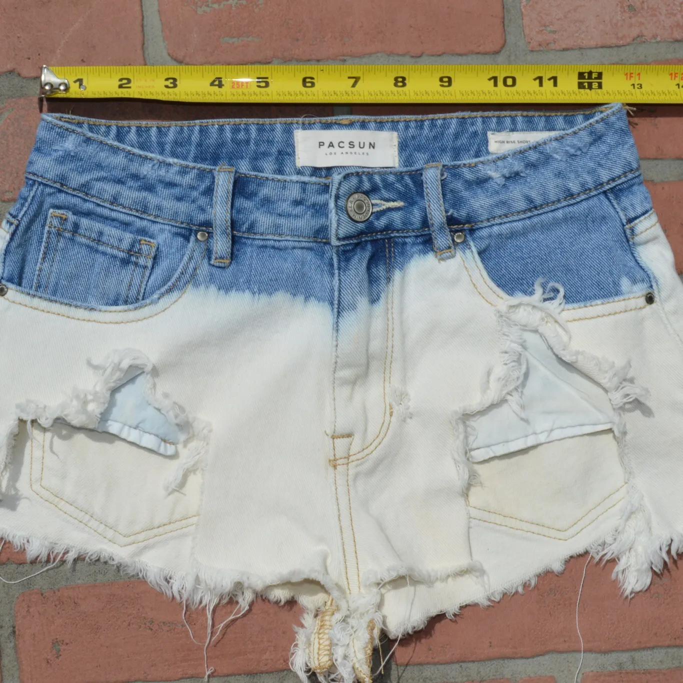 High Rise Distressed Denim Shorts Size 25 - Image 8