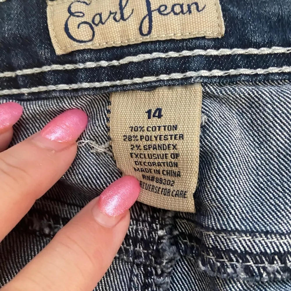 Earl Jean Bootcut Embroidered Embellished, Women 14 faux diamonds western Blue - Image 7