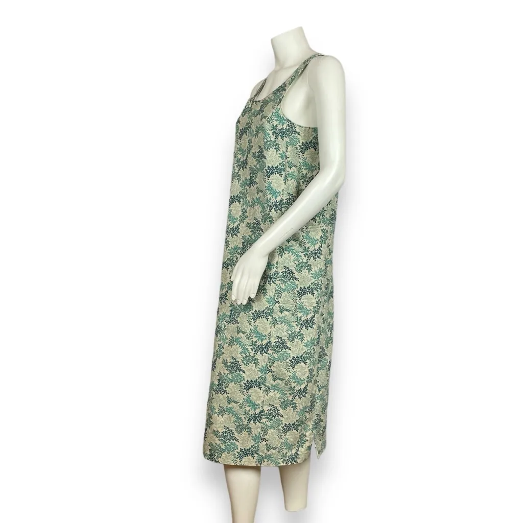 Handmade Shift Dress Leafy Pattern Print‎ Sleeveless Green Nature Midi Pockets - Image 2