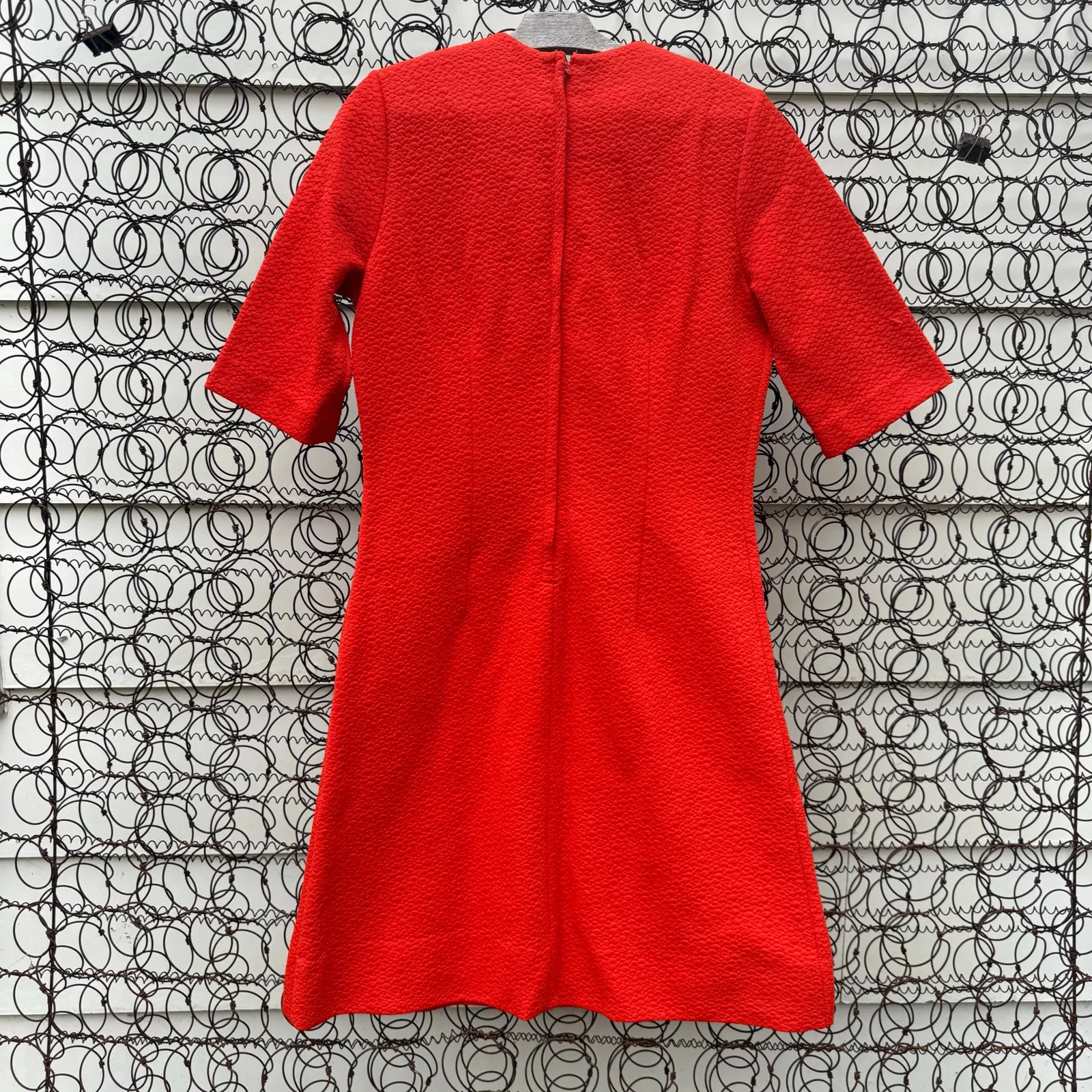 VTG 60s 70s Fashionmaker Orange Double Knit Polyester Textured Sheath Dress Size L - Image 5