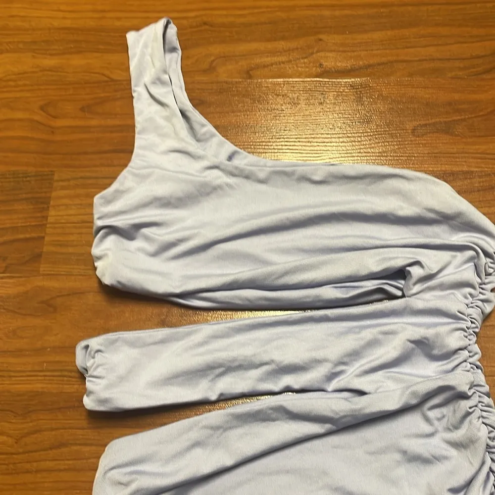 SHEIN Allurite Asymmetric Neck Hollow Ruched Slouchy Shoulder Dress size Med - Image 6