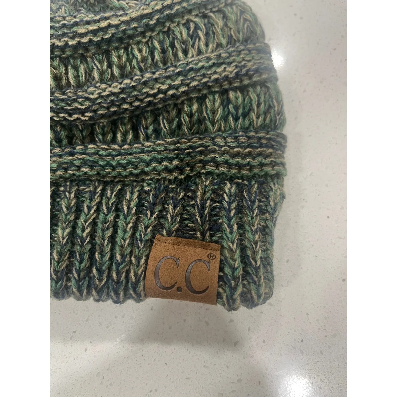 CC Beanies Camo Knit Winter Warm Slouchy Beanie Hat Women Green - Image 3