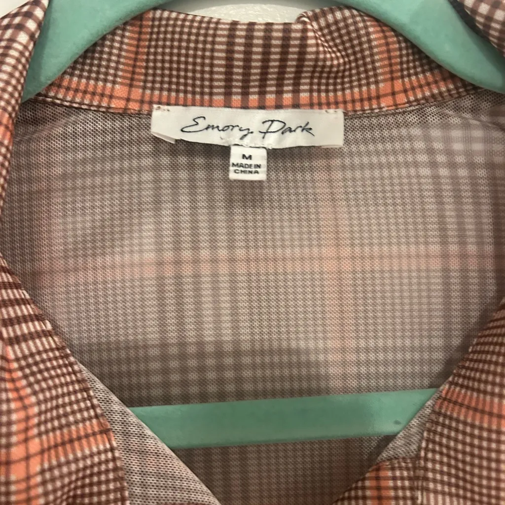 Emory Park Brown and Orange Plaid Button-Down Shirt - Image 2