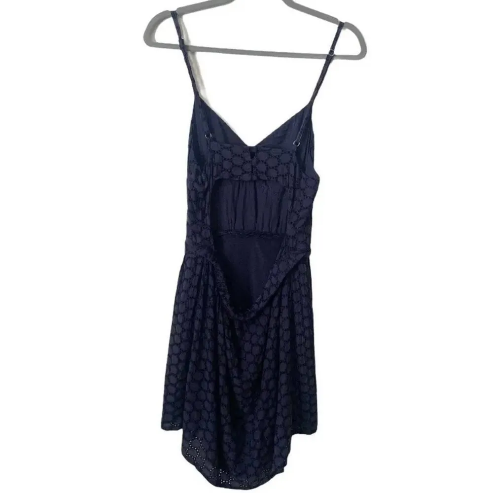 GYPSY 05 Navy Eyelet 100% Silk Cutout‎ Back Dress In Women’s Size Medium - Image 2