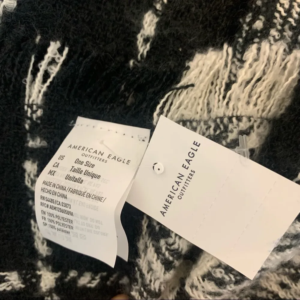 American Eagle New Plaid Check Gingham Oversized Scarf Wrap Shawl Blanket Fringe - Image 3