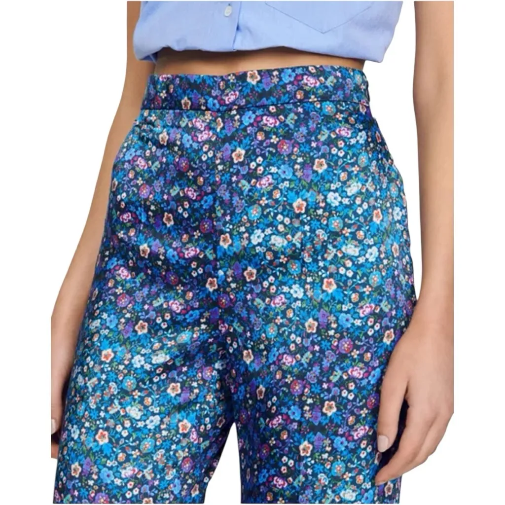 Sandro  Donelo Satin Floral Print Flare Pants Size FR 38/ Medium - Image 3