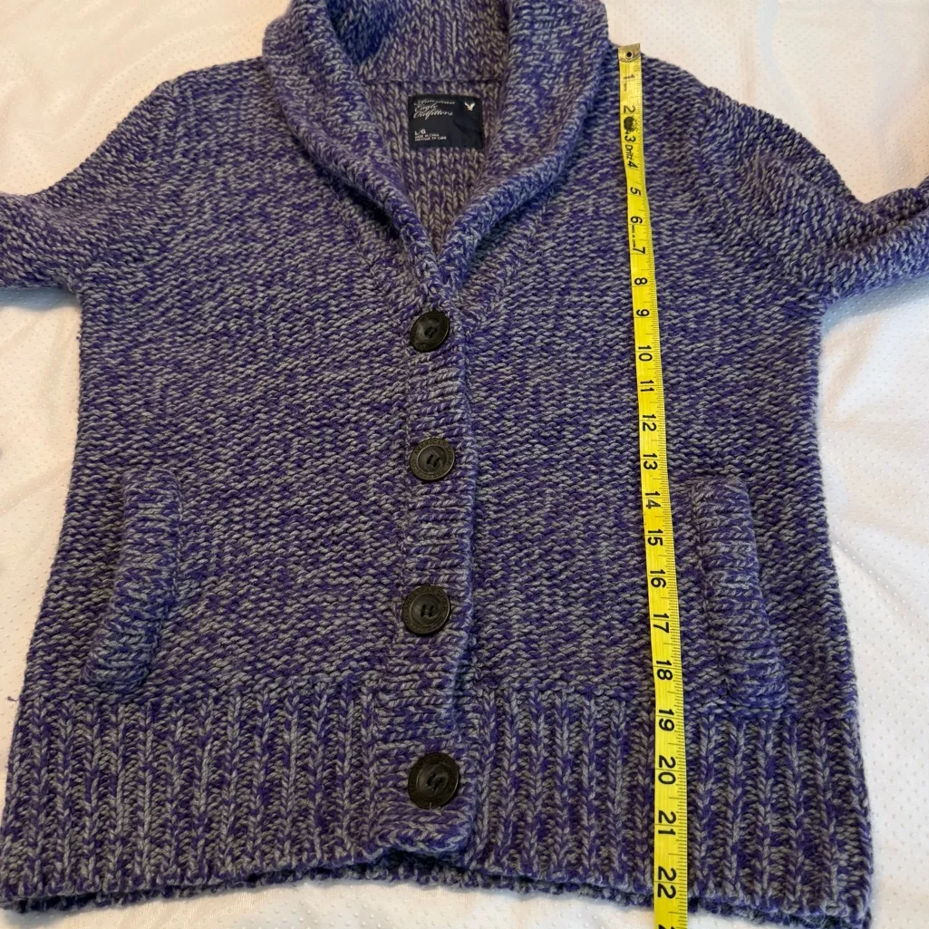 American Eagle Outfitters Wool Blend Button Down Sweater Large Juniors Purple - Image 7