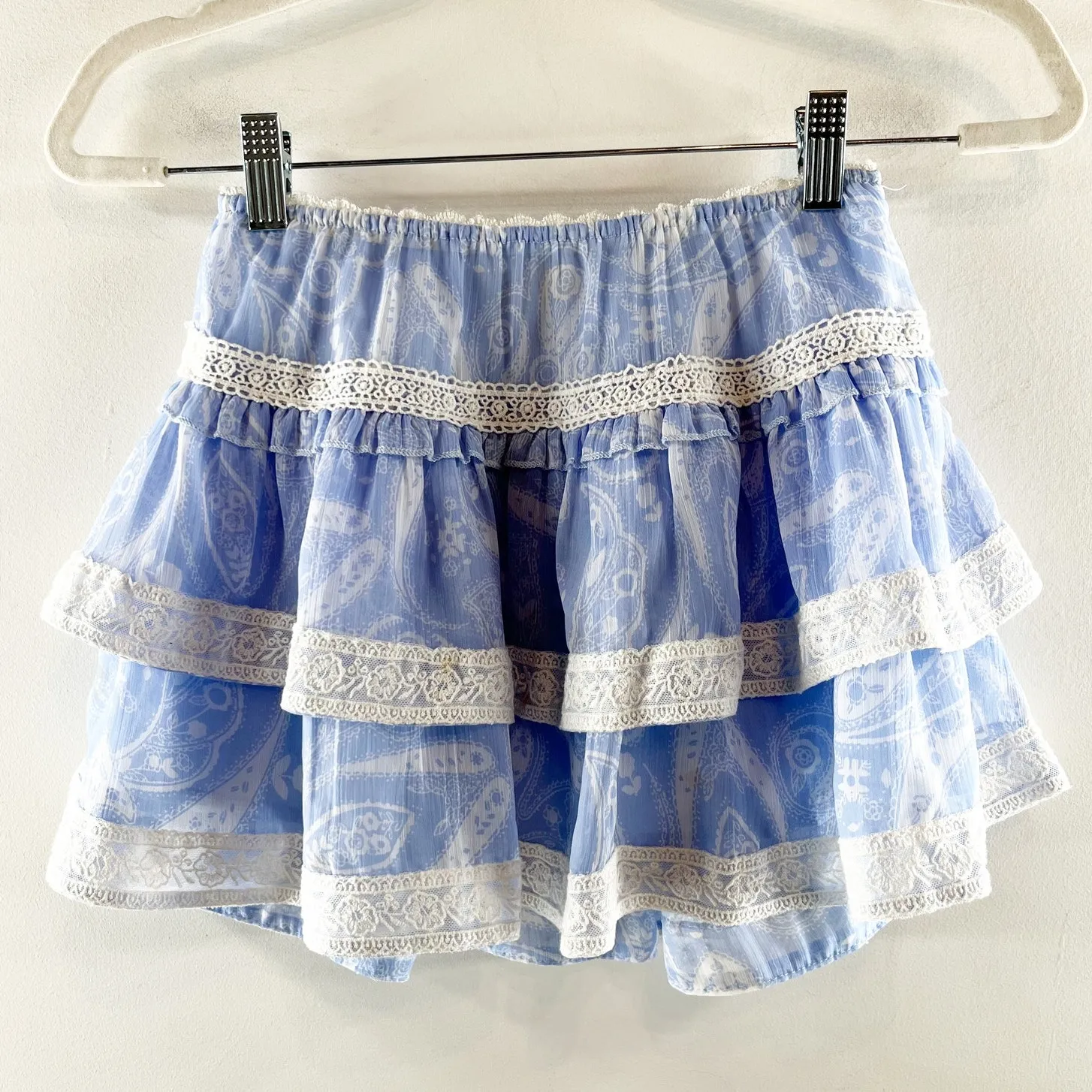 Urban Outfitters Penelope Ruffle Tiered Mini Skirt Blue XS - Image 2