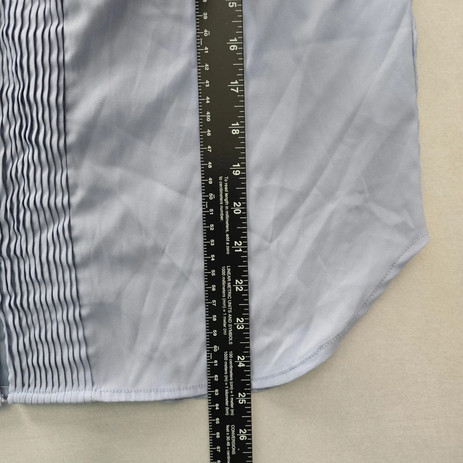 Blue Pleated Whimsy Tunic Feminine Silky Cottage Preppy Tahari Blouse Top Medium - Image 12